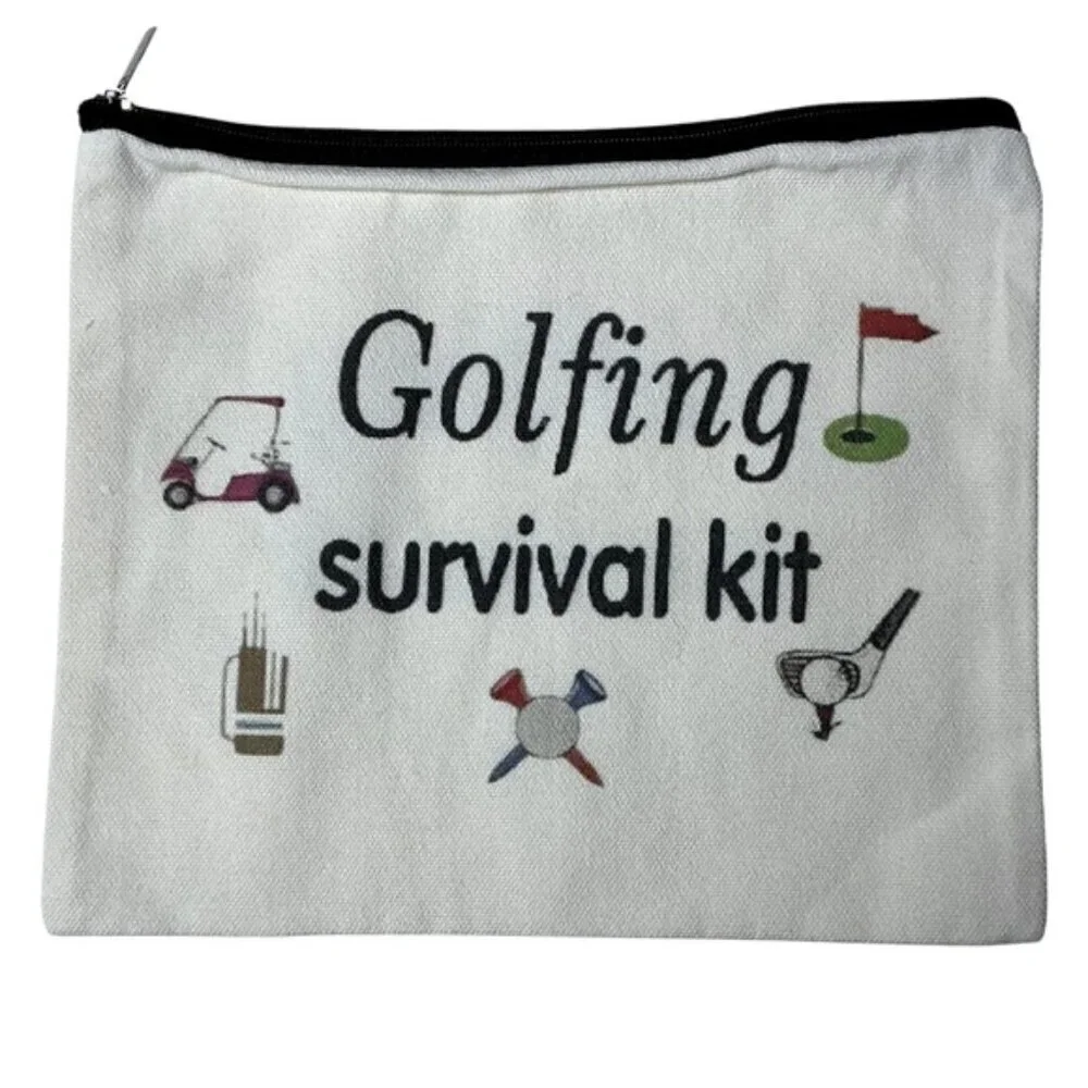 Golf Survival Kit Multipurpose Storage Bag Cosmetic Tee’s Pencil Scorecard White